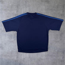 Load image into Gallery viewer, Vintage Adidas Three Stripe Mini Logo Navy Blue Polyester Short Sleeve V-Neck T-Shirt
