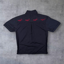 Load image into Gallery viewer, Vintage PS Company Goth Y2K Embroidered Dragon Black Short Sleeve Shirt
