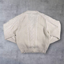 Load image into Gallery viewer, Vintage Lupa Aran Style Cable Knit Cardigan Cream Chunky Button Up Size L
