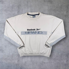 Load image into Gallery viewer, Vintage Reebok Brand Embroidered Logo Spellout White Crewneck Sweatshirt
