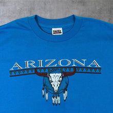 Load image into Gallery viewer, Vintage Tultex Arizona Cowskull Dreamcatcher Souvenir Graphic Blue T-Shirt
