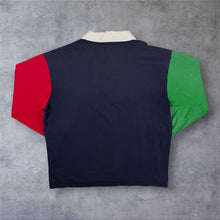 Load image into Gallery viewer, Vintage Cotton Traders Six Nations Rugby Embroidered Colour Block Long Sleeve Polo Shirt
