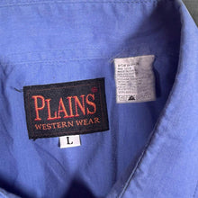 Load image into Gallery viewer, Plains Western Wear Mens L Blue Pearl Snap Short Sleeve Cowboy Western Shirt
