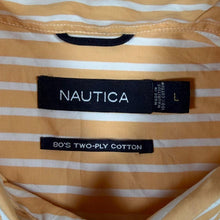 Load image into Gallery viewer, Nautica "80's Two-Ply Cotton" Orange White Striped Long Sleeve Button-Down Shirt

