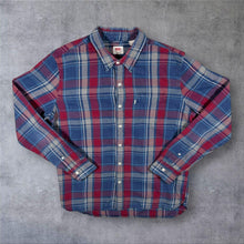 Load image into Gallery viewer, Levi's White Tab Blue Red Plaid Check Long Sleeve Cotton Shirt
