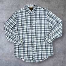 Load image into Gallery viewer, Vintage Timberland Mens S Plaid Check Shirt Blue White Long Sleeve 90s Style
