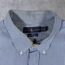 Load image into Gallery viewer, Ralph Lauren "Slim Fit 100% Cotton Stretch" Blue White Striped Long Sleeve Button-Down Shirt
