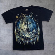Load image into Gallery viewer, Vintage Metal Rock Native American Wolf Animal Wildlife Graphic T-Shirt
