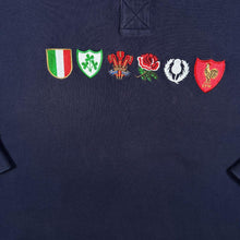Load image into Gallery viewer, Vintage Cotton Traders Six Nations Rugby Embroidered Crest Colour Block Long Sleeve Polo Shirt
