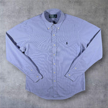 Load image into Gallery viewer, Vintage Polo Ralph Lauren Blue White Micro Check Cotton Long Sleeve Button-Down Shirt
