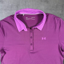 Load image into Gallery viewer, Under Armour HeatGear Womens M Purple Long Sleeve Golf Polo Shirt Fitted
