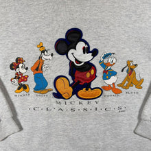 Load image into Gallery viewer, Vintage 90s Disney Mickey Classics Sweatshirt L Genus Made USA Embroidered Grey
