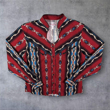 Load image into Gallery viewer, Vintage Panhandle Slim Cowboy Western Aztec Pattern Long Sleeve Collarless Popper Shirt
