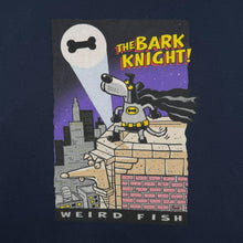 Load image into Gallery viewer, Weird Fish "The Bark Knight!" Cartoon Parody Graphic Navy Blue Cotton T-Shirt
