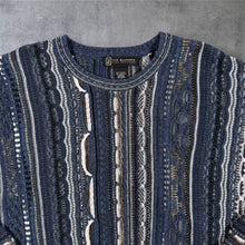 Load image into Gallery viewer, Vintage 90s Via Europa 3D Knit Jumper Mens L Cotton Acrylic Abstract Blue
