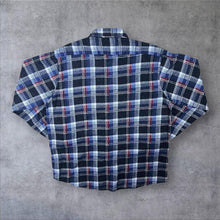 Load image into Gallery viewer, Vintage Speed.A Blue Red White Plaid Check Long Sleeve Cotton Flannel Shirt
