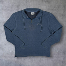 Load image into Gallery viewer, Weird Fish Embroidered Mini Logo Classic Blue Macaroni Knit 1/4 Zip Sweatshirt
