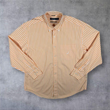 Load image into Gallery viewer, Nautica "80's Two-Ply Cotton" Orange White Striped Long Sleeve Button-Down Shirt
