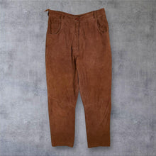 Load image into Gallery viewer, Vintage Copacabana Brown Suede Leather Trousers W31 L29 High Waist 80s 90s
