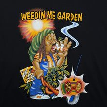 Load image into Gallery viewer, Early 00's Mr. Big "Weedin Me Garden" Rasta Novelty Graphic Black Cotton T-Shirt
