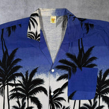 Load image into Gallery viewer, Vintage Ja-Aey Hawaiian Tropical Palm Tree Silhouette Pattern Short Sleeve Shirt
