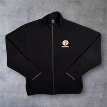 Load image into Gallery viewer, NFL Team Apparel Pittsburgh Steelers Football Mini Logo Black Zip Fleece Sweatshirt
