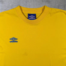 Load image into Gallery viewer, Early 00's Umbro Classic Embroidered Mini Logo Yellow Cotton Short Sleeve T-Shirt
