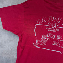 Load image into Gallery viewer, Vintage 1986 RAGBRAI XIV T Shirt L Hanes Single Stitch USA Cycling Iowa 80s
