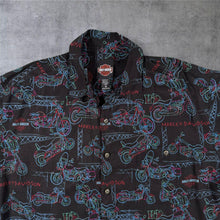 Load image into Gallery viewer, Harley Davidson Tori Richard Hawaiian Shirt M Black Motorcycle Print Vintage
