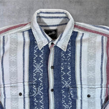 Load image into Gallery viewer, Vintage 90's Nashville Men Patterned Multi Striped Long Sleeve Flannel Cotton Shirt
