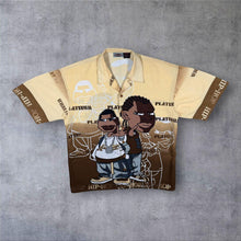 Load image into Gallery viewer, Early 00's Kenvelo Hip Hop Y2K Cartoon Graphic Brown Yellow Short Sleeve Shirt
