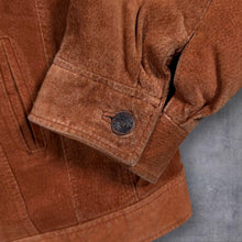 Load image into Gallery viewer, Vintage Cable Car Clothiers Suede Leather Trucker Jacket Brown XL Western
