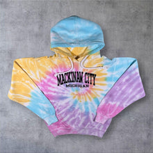 Load image into Gallery viewer, Mackinaw City Michigan USA Embroidered Tourist Multi Colour Tie Dye Hoodie
