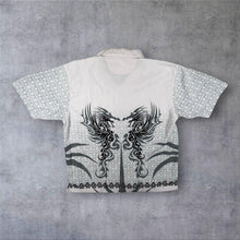 Load image into Gallery viewer, Vintage Reward Goth Y2K Tribal Dragon Graphic White Polyester Short Sleeve Shirt

