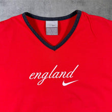 Load image into Gallery viewer, Early 00's Nike Silver Tag "England" Football Logo Graphic Red Ringer T-Shirt

