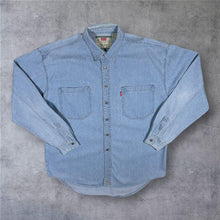 Load image into Gallery viewer, Vintage 90s Levis Red Tab Denim Shirt Mens Large Light Wash Workwear 2 Pocket
