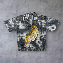 Load image into Gallery viewer, Vintage Brother Goth Y2K Tiger Animal Graphic Grey Short Sleeve Shirt

