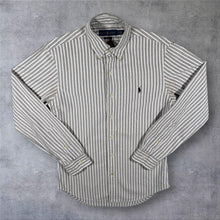 Load image into Gallery viewer, Ralph Lauren "Slim Fit" Grey White Striped Cotton Long Sleeve Button-Down Shirt
