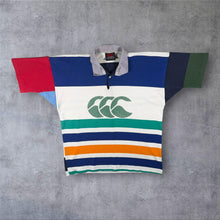 Load image into Gallery viewer, Vintage 90s Canterbury Of New Zealand Rugby Shirt XL Crazy Stripe CCC Big Logo
