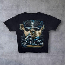 Load image into Gallery viewer, Early 00's Wild Biker Goth Bulldog Dog Graphic Black Cotton T-Shirt
