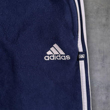 Load image into Gallery viewer, Vintage Adidas Y2K Three Stripe Fleece Track Pants Navy Blue Joggers GB 30 Small
