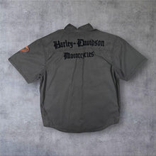 Load image into Gallery viewer, Harley Davidson Genuine MotorClothes Mens L Grey Embroidered Biker Shirt

