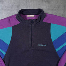 Load image into Gallery viewer, Vintage Adidas Trefoil 1/4 Zip Sweatshirt 90s Purple Navy D7 F186 Pullover
