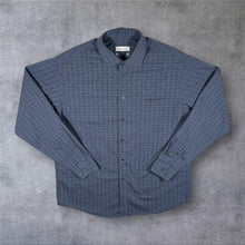 Load image into Gallery viewer, CK Calvin Klein Classic Grey Navy Blue Check Long Sleeve Cotton Dress Shirt
