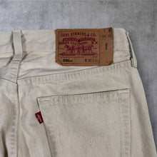 Load image into Gallery viewer, Vintage Levis 501XX Jeans W30 L30 Made in UK Cream Ecru Straight Leg 90s
