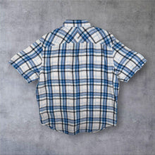 Load image into Gallery viewer, Timberland Earthkeepers "Regular Fit" Blue White Check Linen Short Sleeve Shirt
