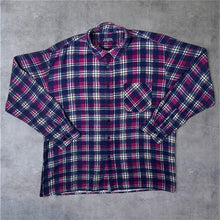 Load image into Gallery viewer, Vintage Vesta Red Black White Green Plaid Check Cotton Long Sleeve Flannel Shirt
