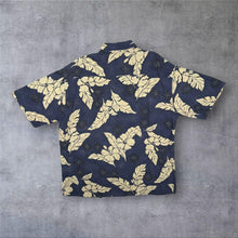 Load image into Gallery viewer, Vintage Campia Moda Hawaiian Tropical Pattern Blue Cream Rayon Shirt
