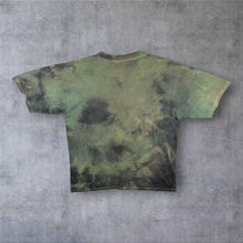 Load image into Gallery viewer, Vintage JT's Goth Fantasy Crow Scene Hand Painted Green Tie Dye Cotton T-Shirt

