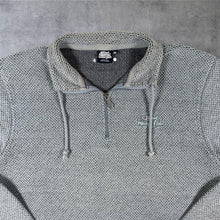 Load image into Gallery viewer, Weird Fish Classic Embroidered Mini Logo Grey-Blue Macaroni Knit 1/4 Zip Sweatshirt
